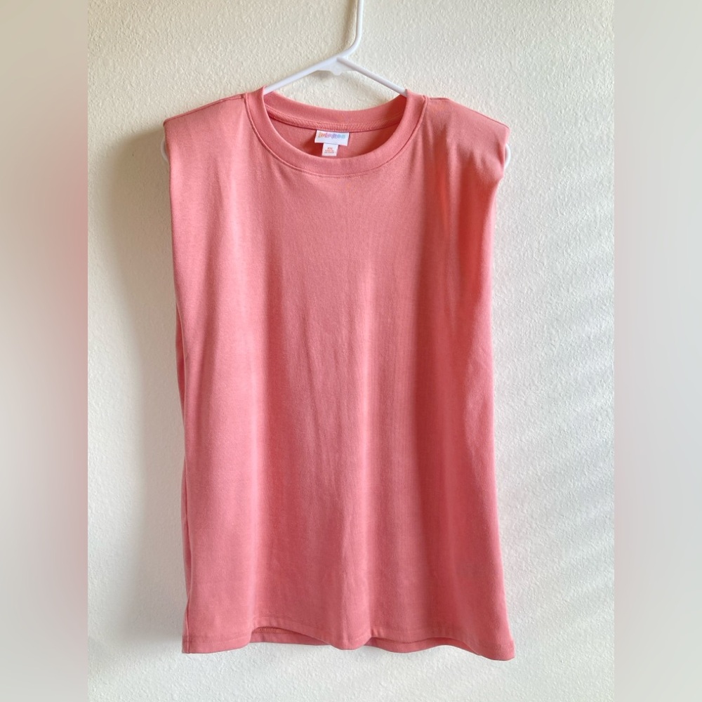LuLaRoe Pastel Coral Kari Shoulder Pad Tank Size XS